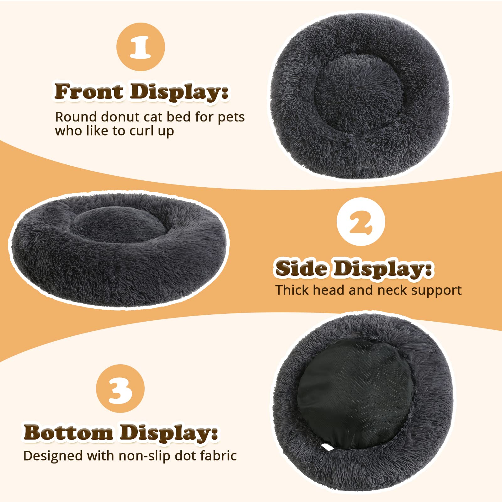JOLLYVOGUE dog bed headrest and plush border support for comfy lounging