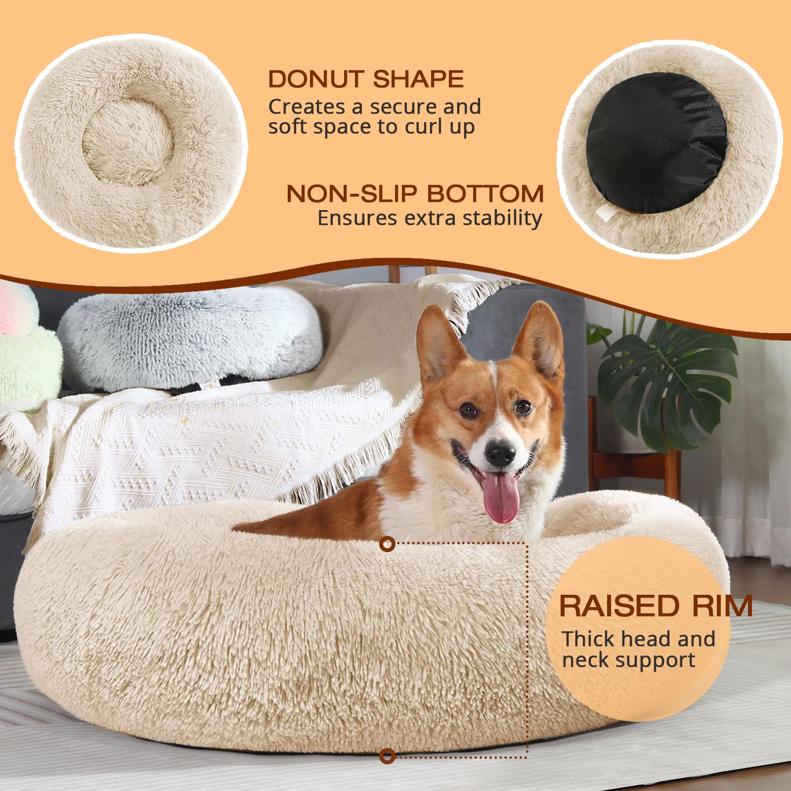 JOLLYVOGUE dog bed machine-washable for easy cleaning
