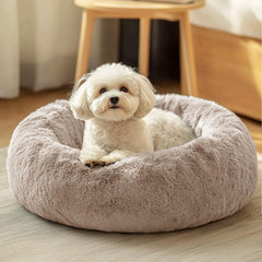 JOLLYVOGUE dog-cat bed donut front view for cozy nesting and warmth.