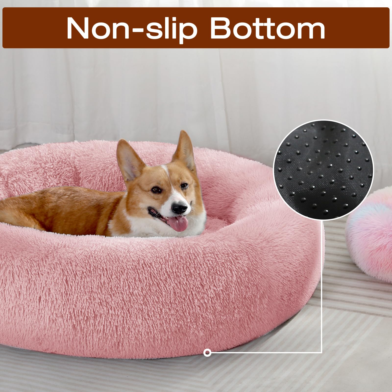 JOLLYVOGUE donut bed 50 cm size fits small to medium pets nicely.