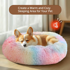 JOLLYVOGUE donut bed burrow crevices image highlights inviting security and cozy containment for anxious pets.