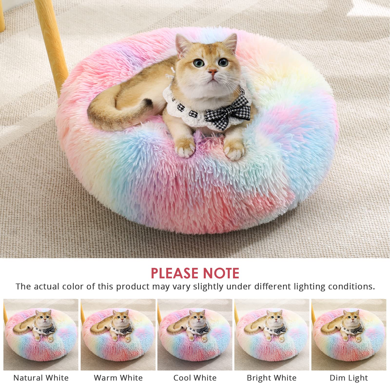JOLLYVOGUE donut bed in use shows pets resting peacefully.