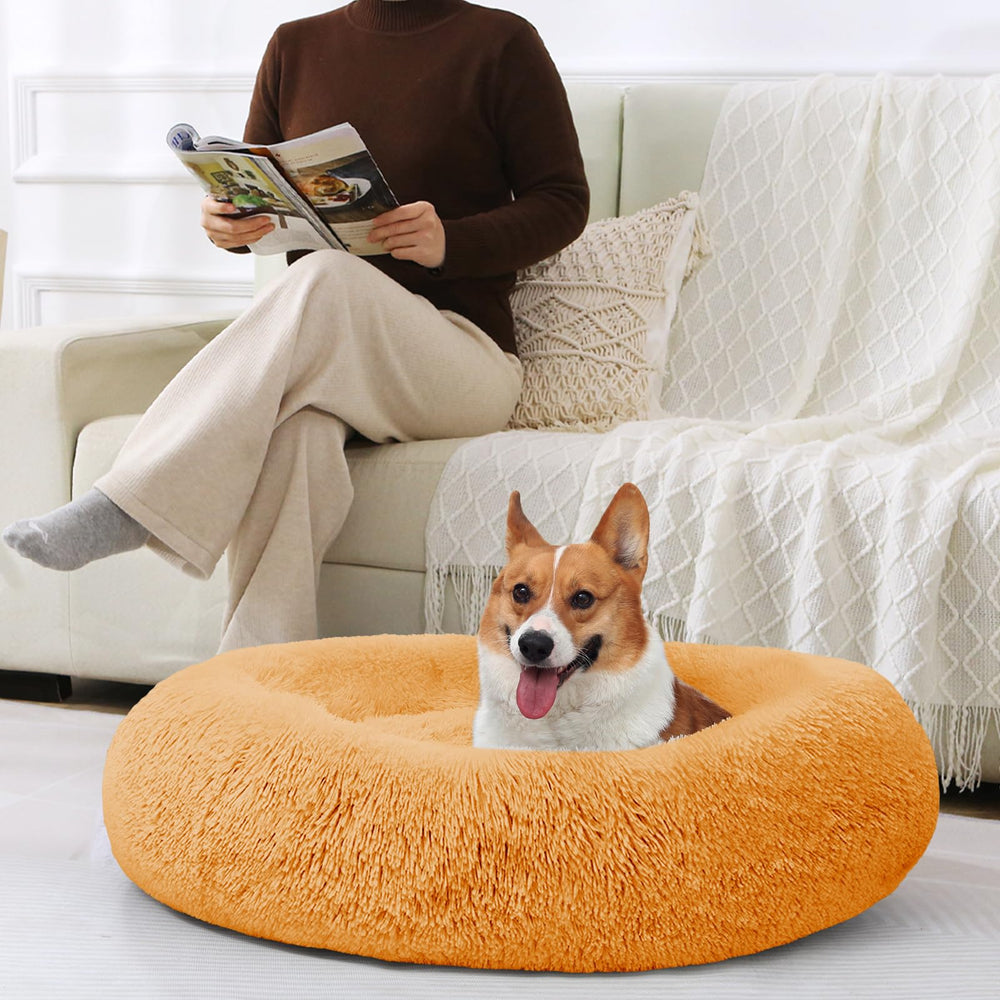 JOLLYVOGUE donut-bed-machine-washable-feature-closeup highlights easy cleaning.