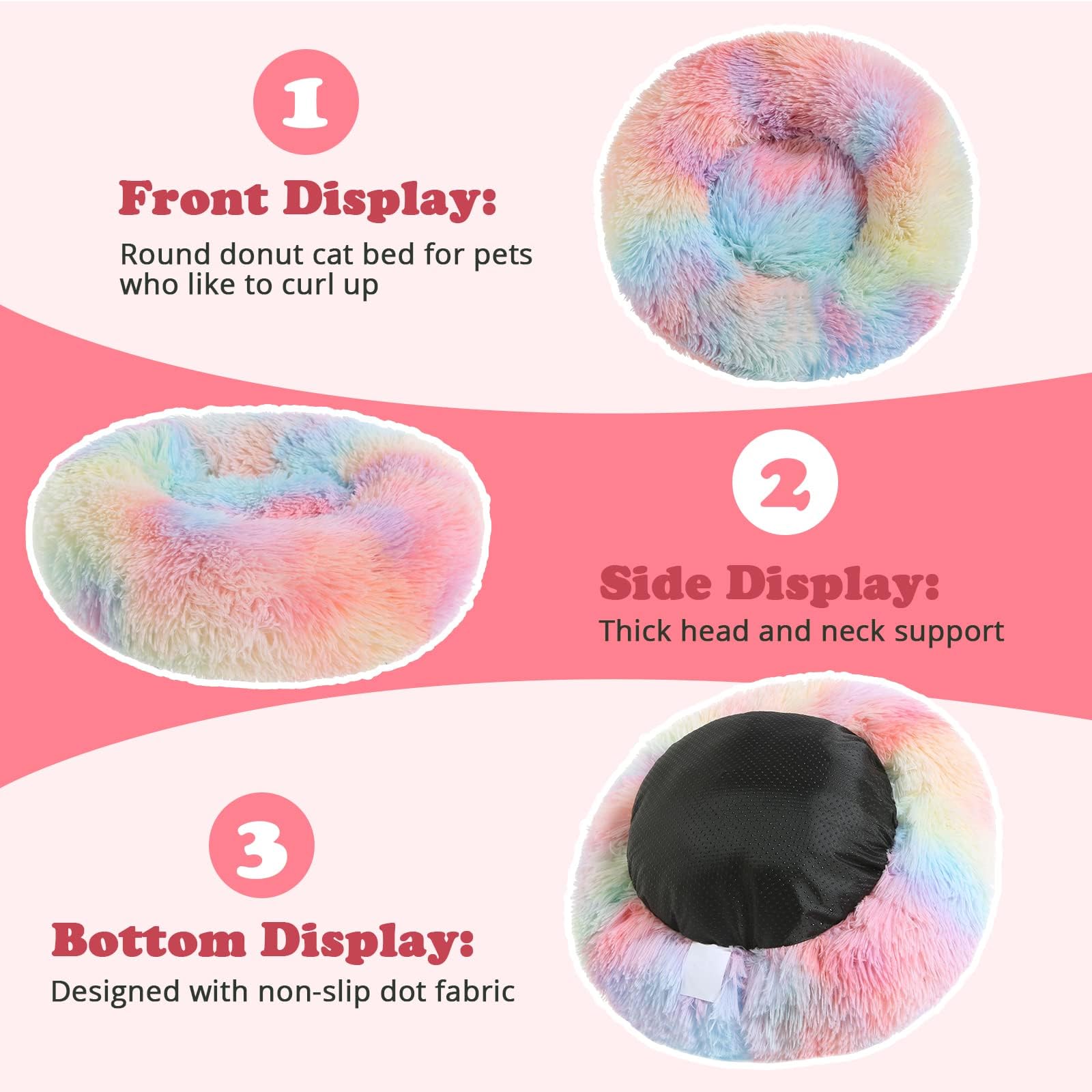 JOLLYVOGUE donut bed machine-washable – easy care for busy households.