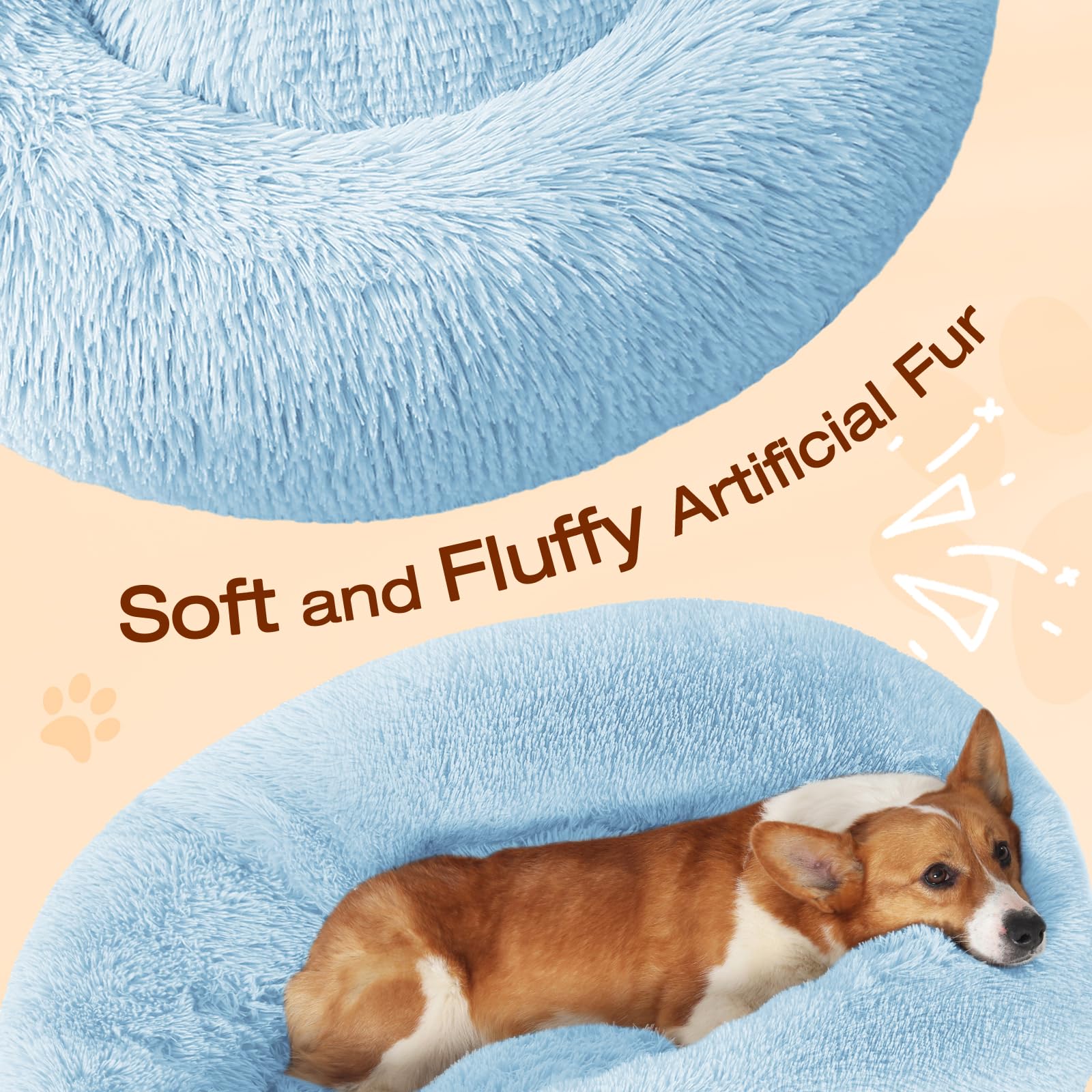 JOLLYVOGUE donut dog bed headrest support 30in offers neck comfort during quiet naps.