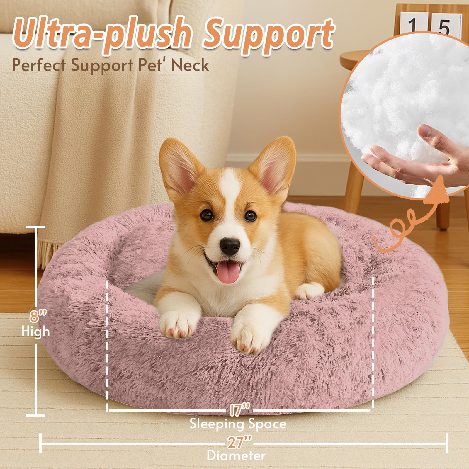 JOLLYVOGUE donut bed machine-washable for easy cleaning.
