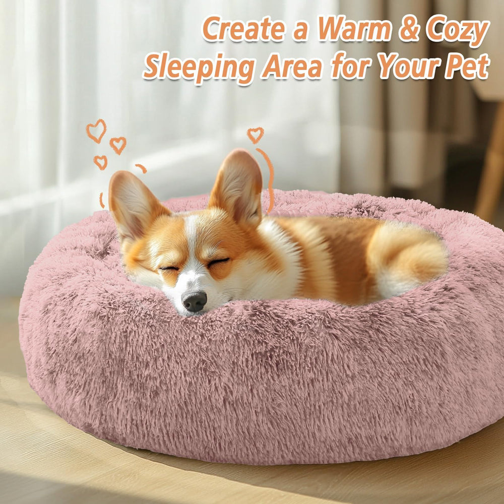 JOLLYVOGUE donut bed non-slip base keeps it in place.