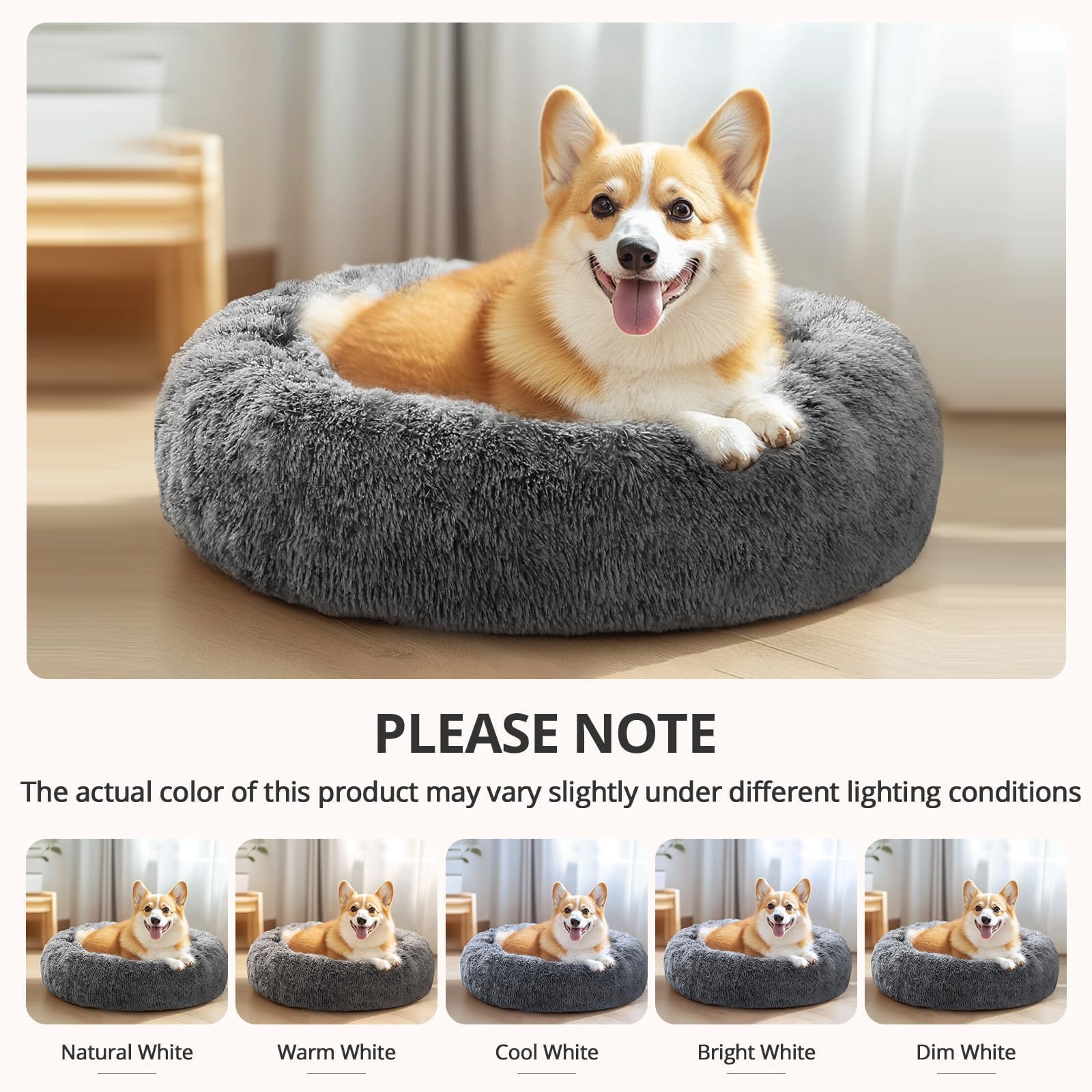 JOLLYVOGUE non-slip base keeps the round bed stable on slick floors.