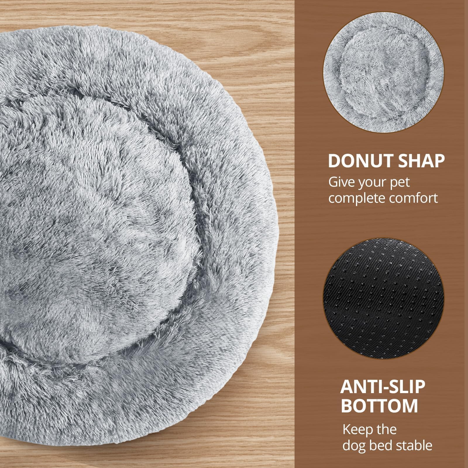 JOLLYVOGUE pet bed with deep crevices for burrowing and security.