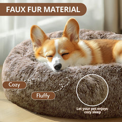 JOLLYVOGUE Round donut bed with raised rim supports head and neck comfort.