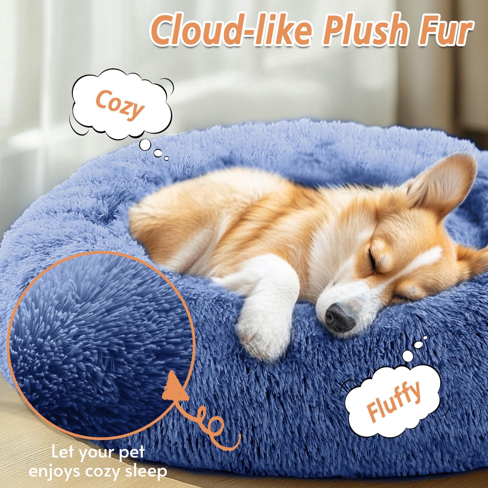 JOLLYVOGUE soft fluffy faux fur closeup shows plush texture pets love snuggling into.