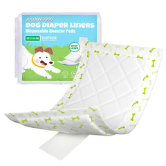 Jollywoods dog diaper liners 150pcs pack highlighting absorbent inserts for leak protection.
