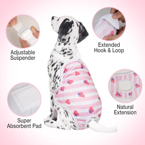Jollywoods dog diaper onesie with highly absorbent liner for quick absorption and dry coverage.