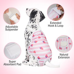 Jollywoods dog diaper onesie with highly absorbent liner for quick absorption and dry coverage.