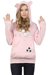 Jomago pink long-sleeve hoodie with convenient pockets.