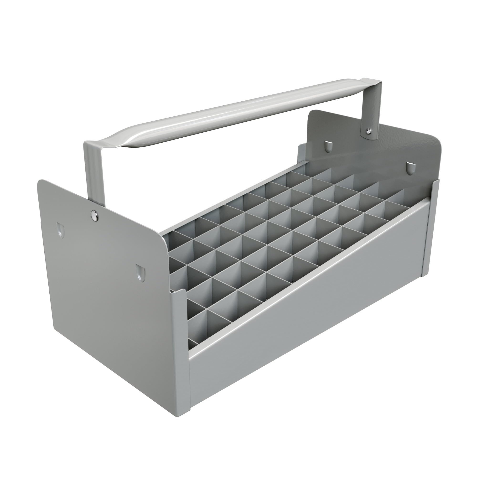 Jones Stephens N70016 tote tray displays steel build with 50 nipple capacity for organization.