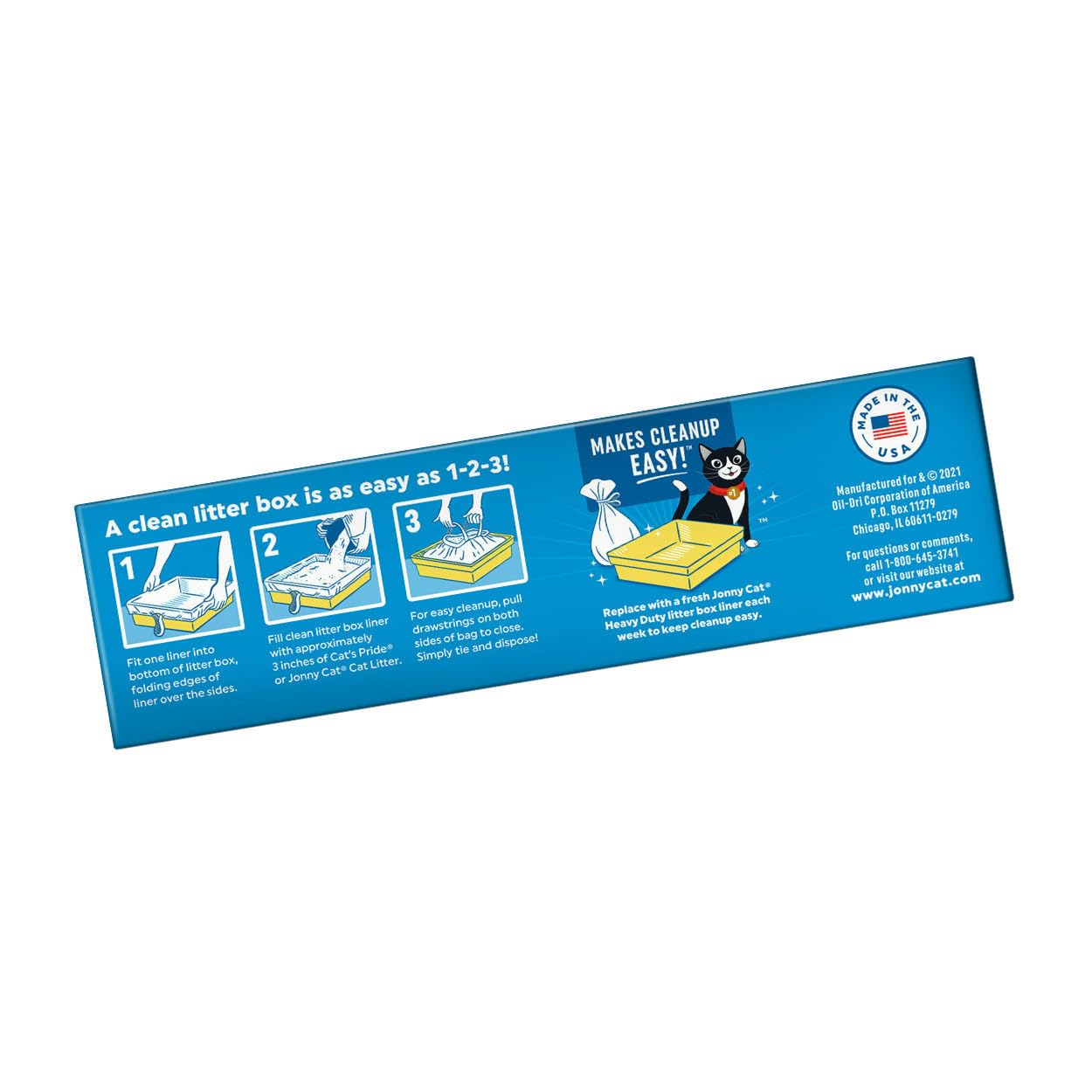 JONNY CAT standard-size liners fit most litter boxes for easy setup.