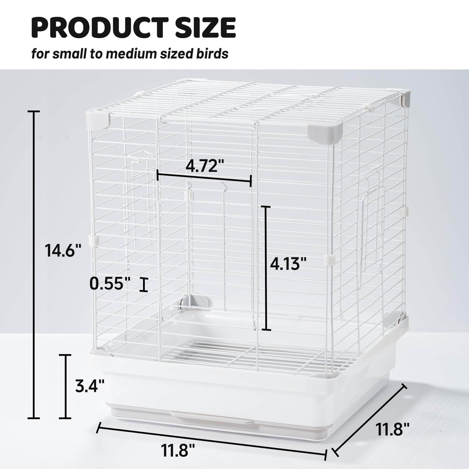 JONS NTY travel bird cage with two feeding boxes for meals and treats.