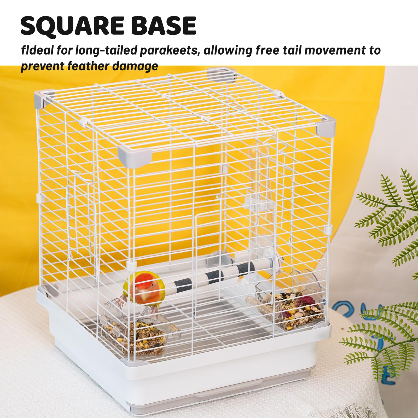 JONS NTY travel cage with sandstone perch for comfortable foot grip.