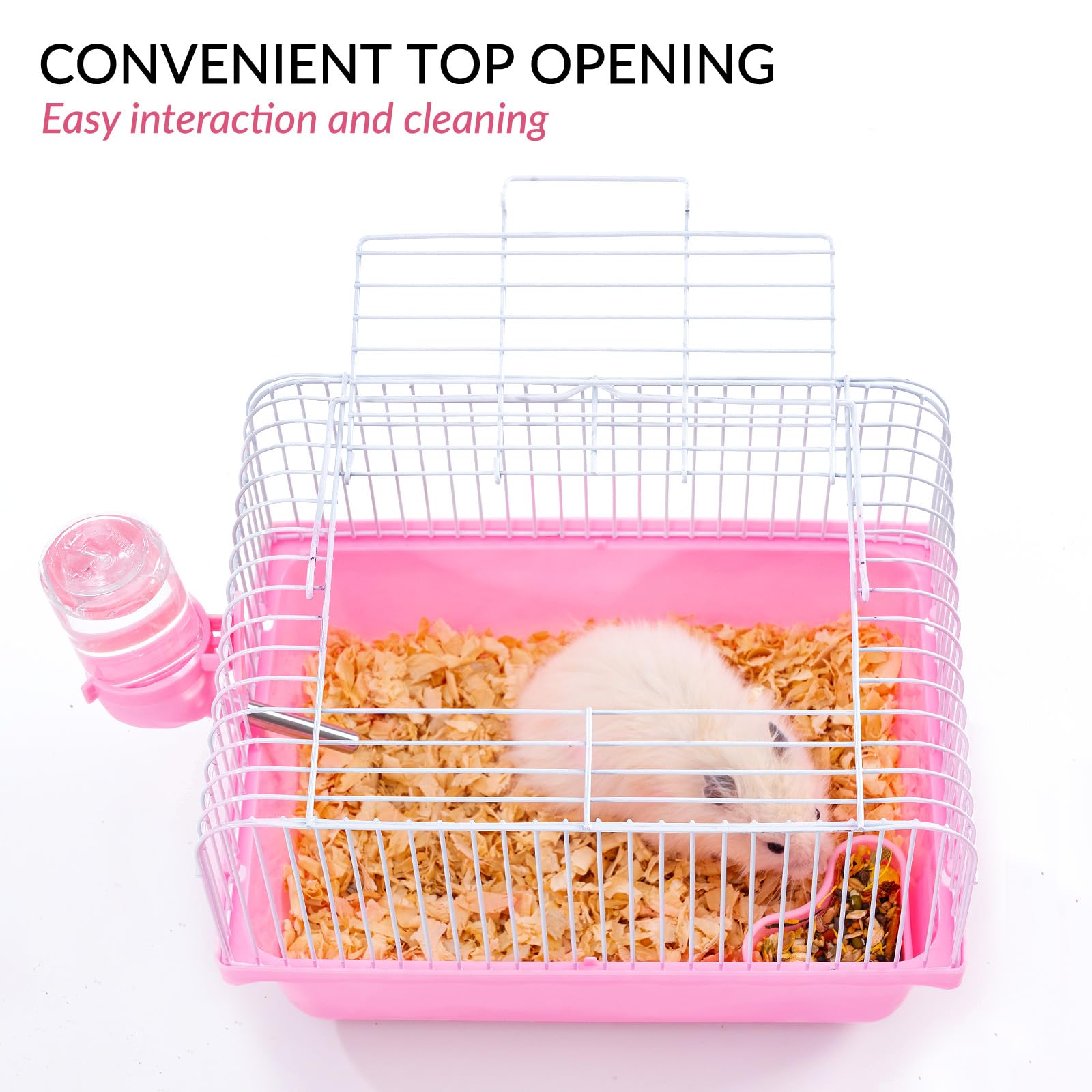 JONS NTY hamster cage leak-proof base prevents spills during outings.
