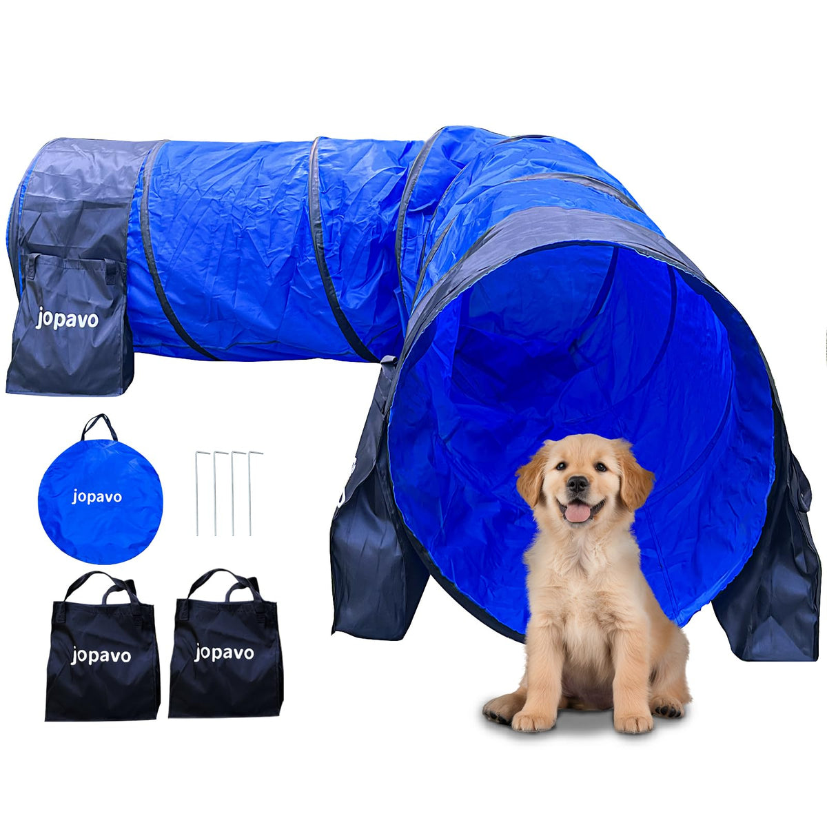JOPAVO dog agility tunnel 10ft ready for backyard training to improve coordination and speed