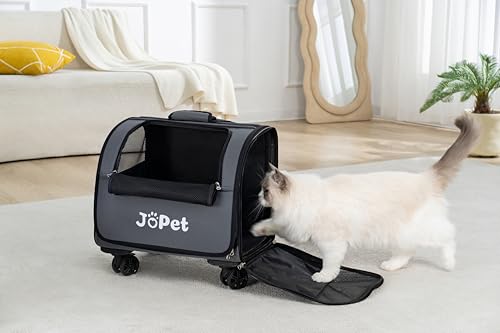 JoPet Pet Bag Carrier with Wheels back view highlights trolley-ready design.