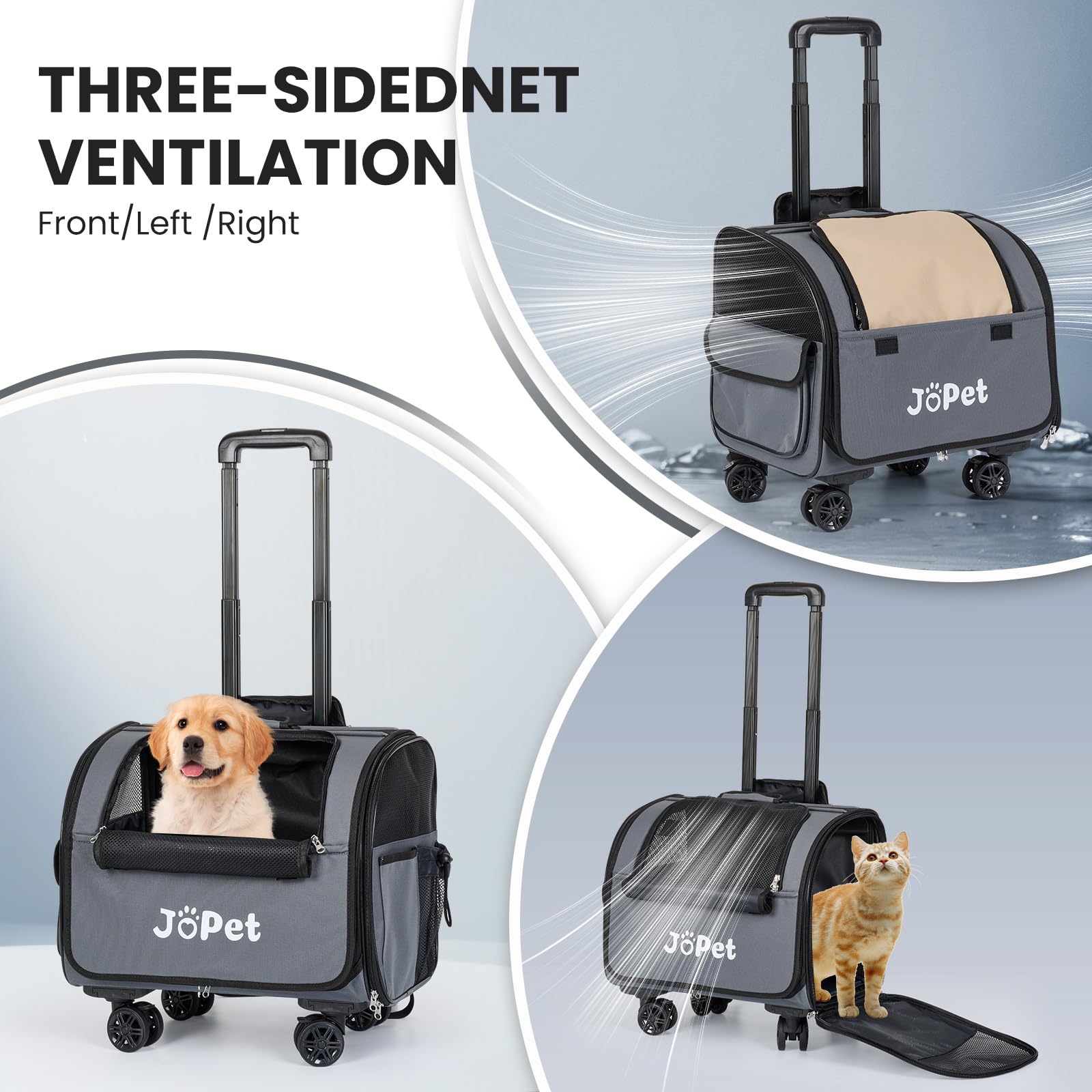 JoPet Pet Bag Carrier with Wheels foldable storage aids compact packing.