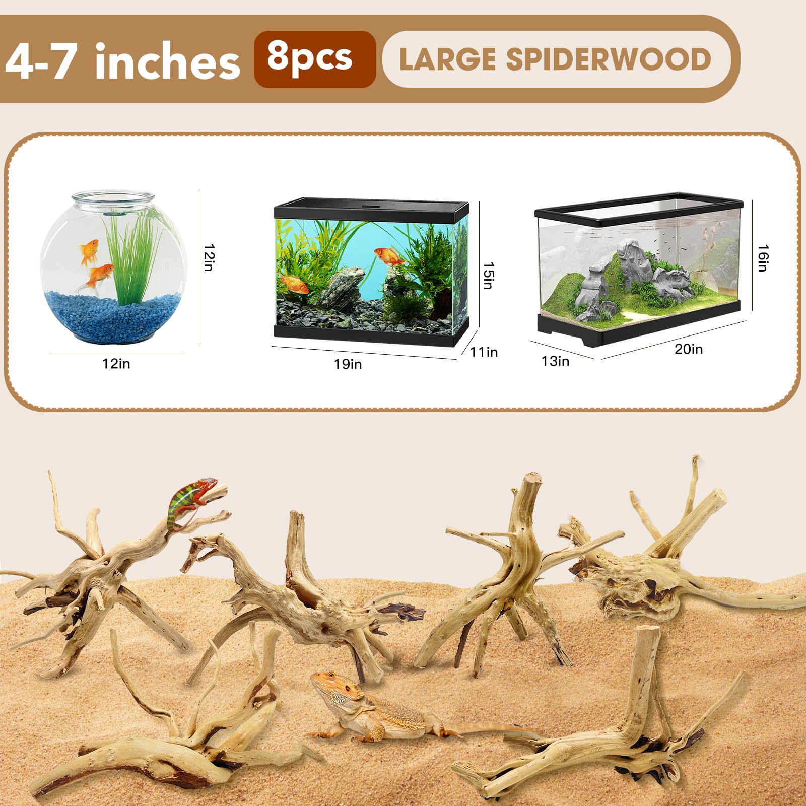 Jorewood spiderwood driftwood branch image highlights sturdy decor for large aquariums