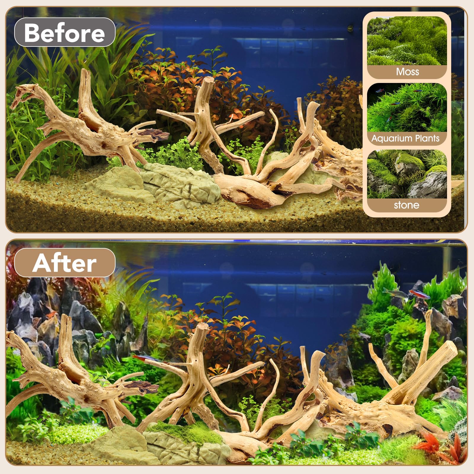 Jorewood spiderwood eight-piece set offers versatile options for creative aquascaping