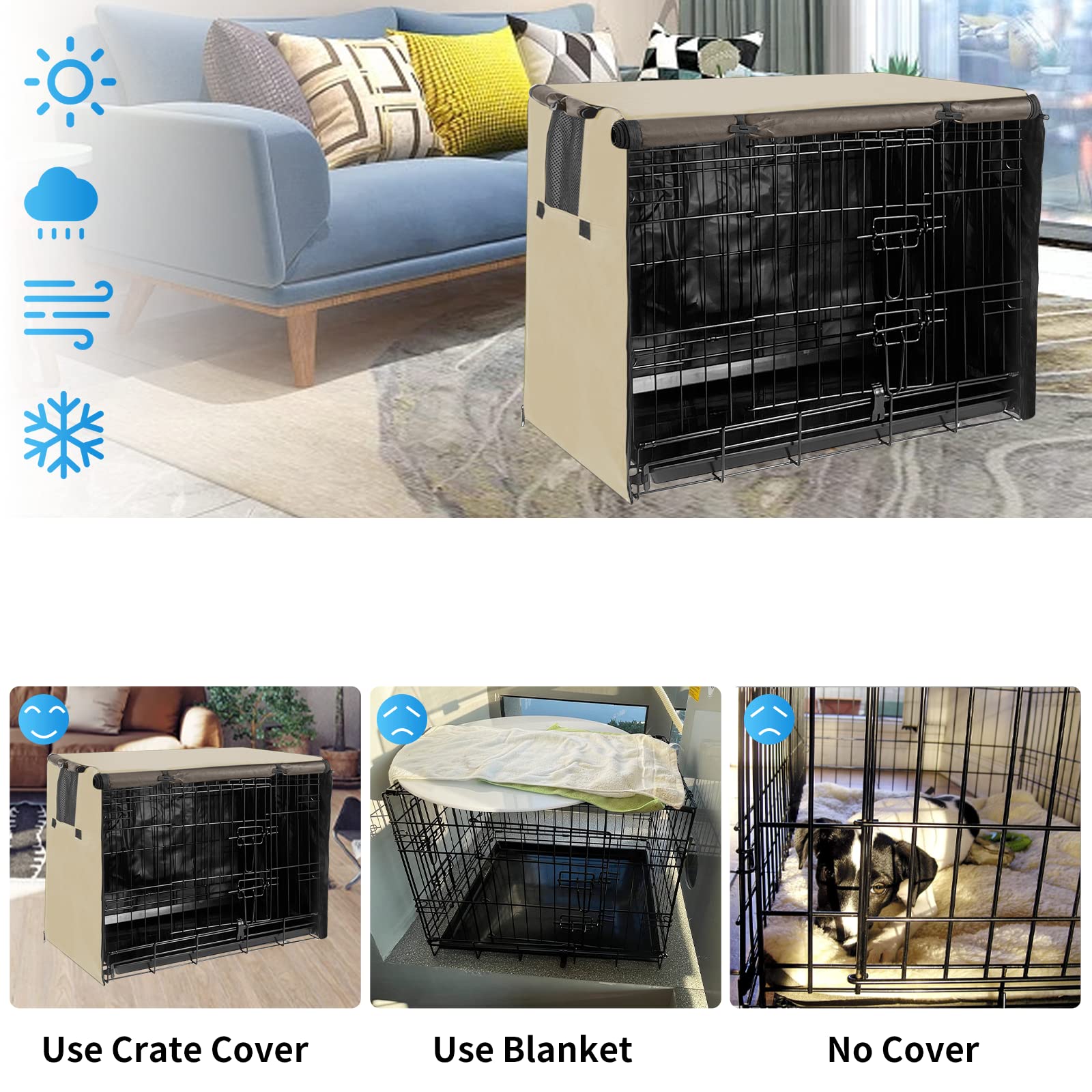 Joroamp dog kennel cover top pass-through enables convenient crate maneuvering