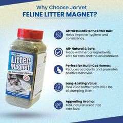 JorVet Litter Magnet in litter box setting attracting cats to box.