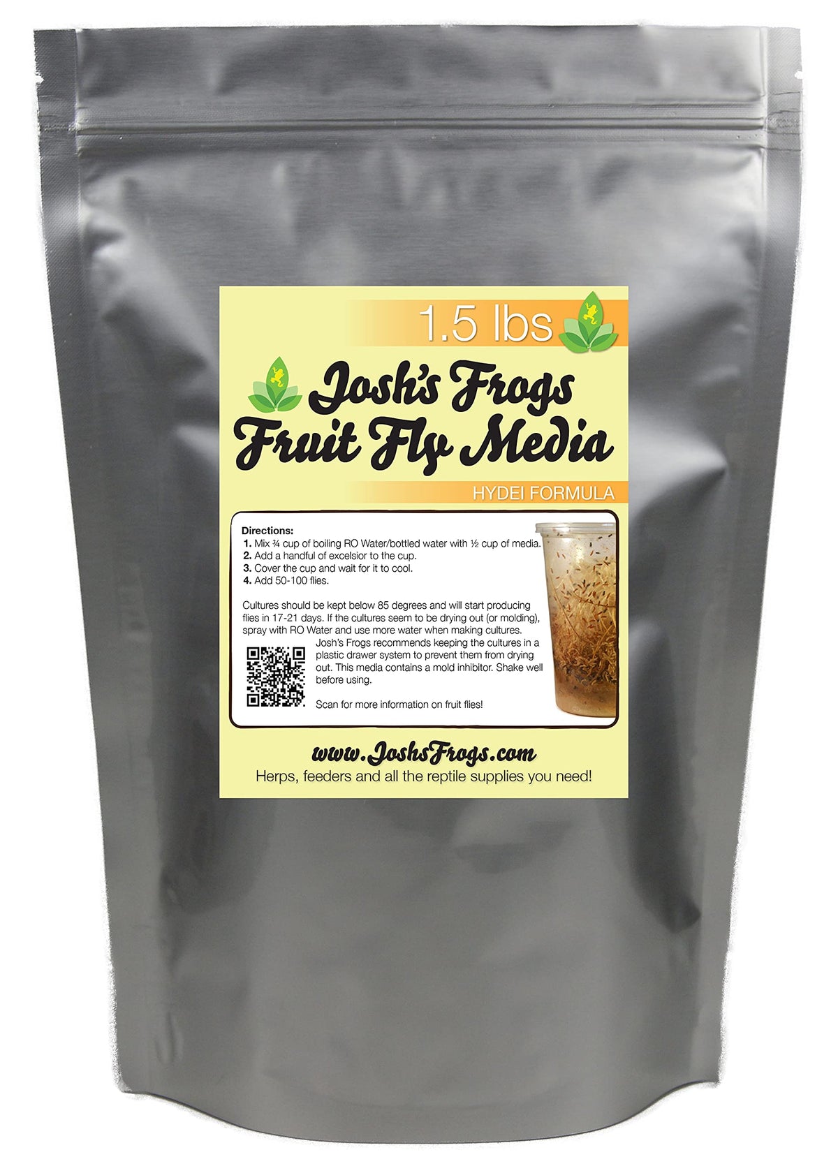 Josh's Frogs HYDEI Fruit Fly Food Media culture-ready pack boosts production