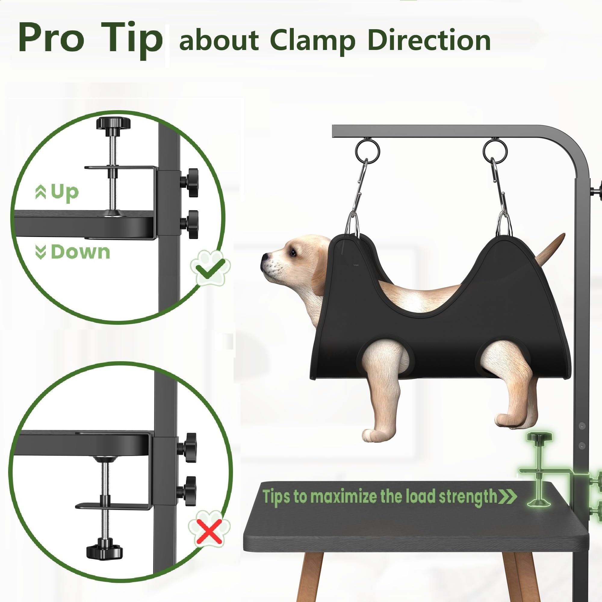 Josmimic grooming arm extended to 42 inches supports pets of various sizes