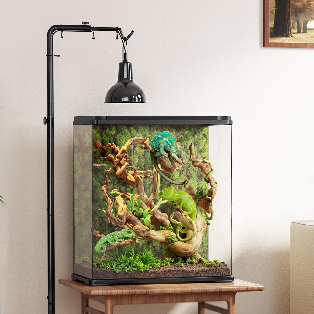Josmimic reptile heat lamp stand with dome compatibility for versatile fixtures