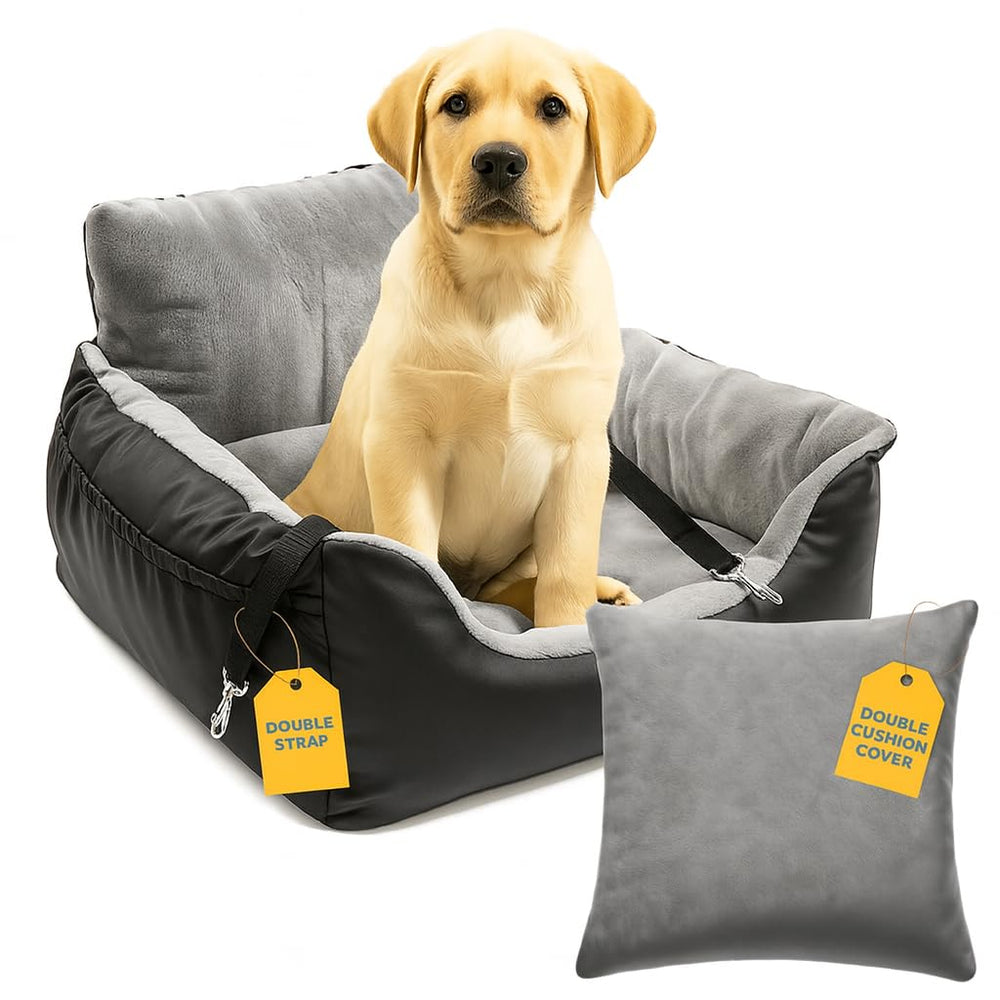 JOTADE dog car seat with dual safety clips keeping small dogs secure during car rides.