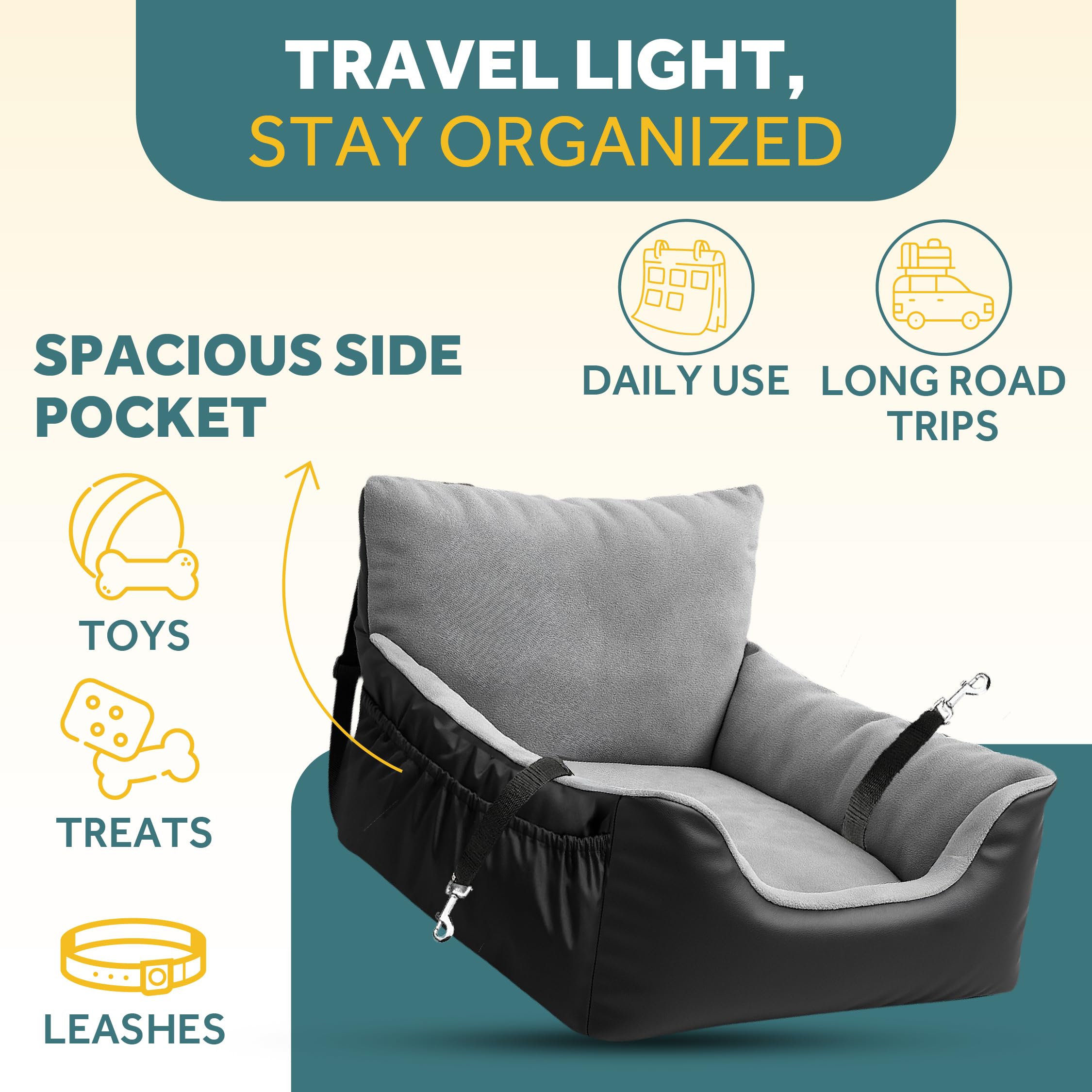 JOTADE dog booster seat fits most cars for quick, secure installation.