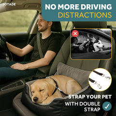 JOTADE dog car seat shows removable, easy-to-wash cushion covers for quick cleanups.