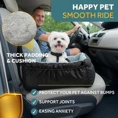 JOTADE car seat with built-in travel organizer keeps toys and treats within reach.