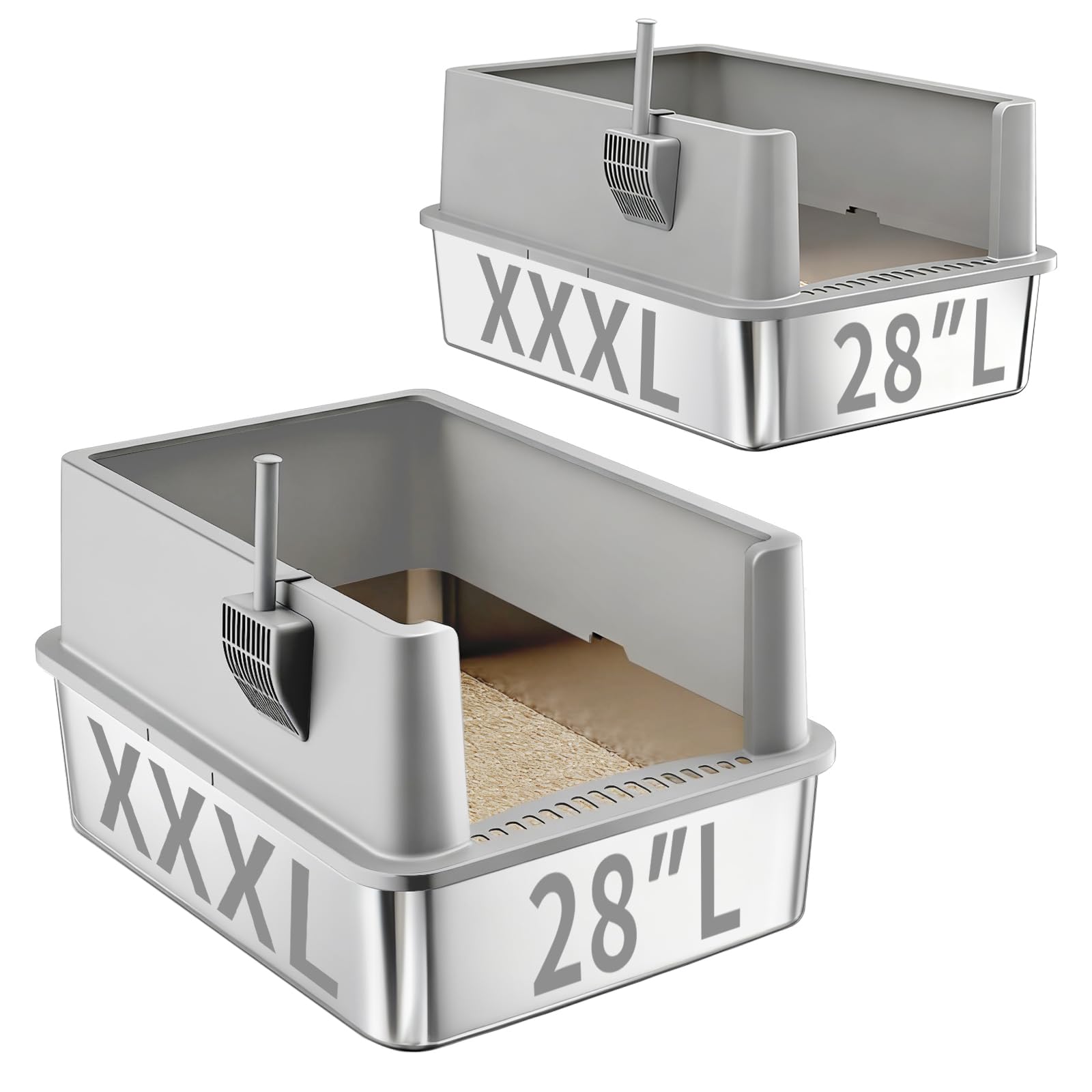 Jotesnew 28x20 XXL litter box interior shows roomy space for large cats