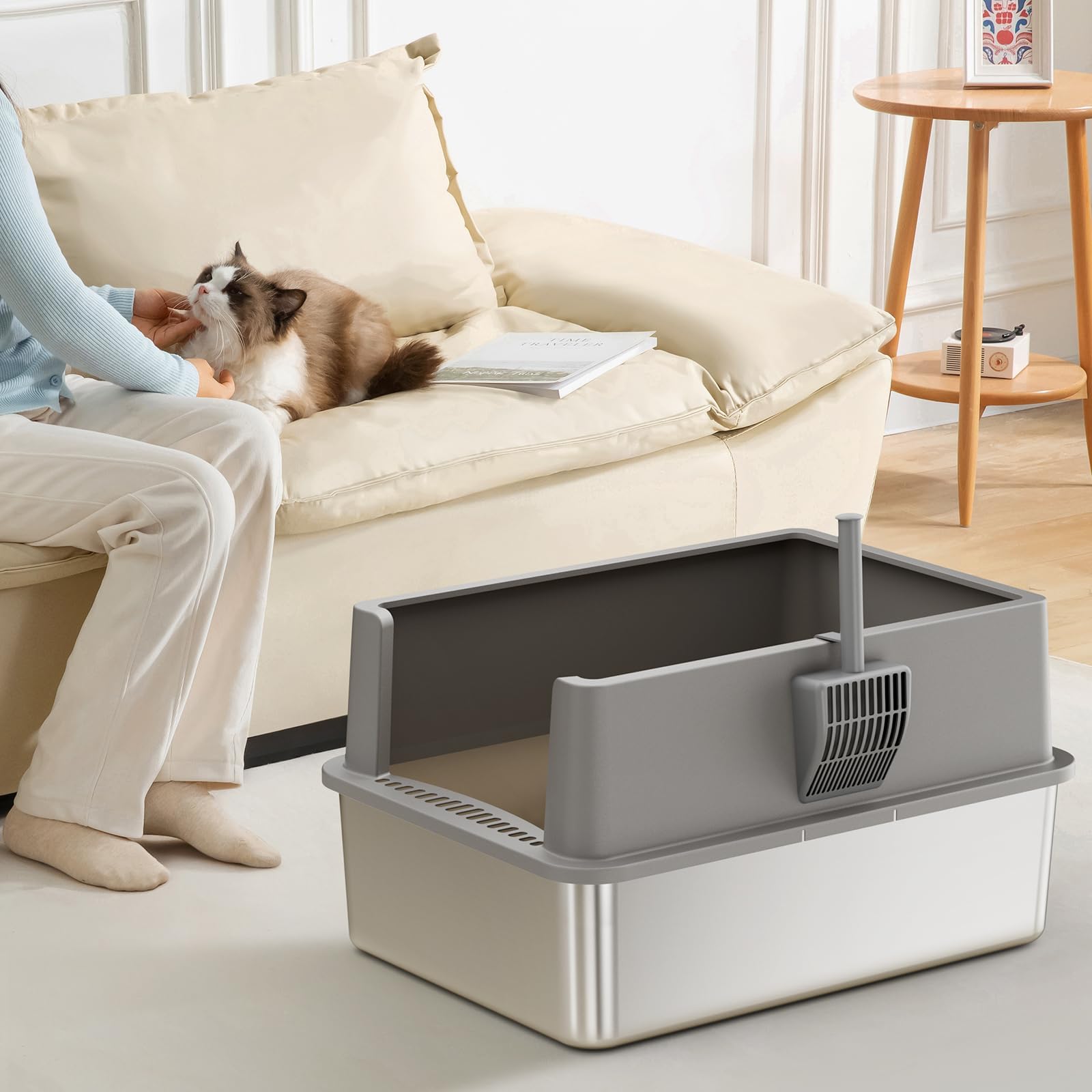 Jotesnew durable stainless steel litter box resists odors and lasts