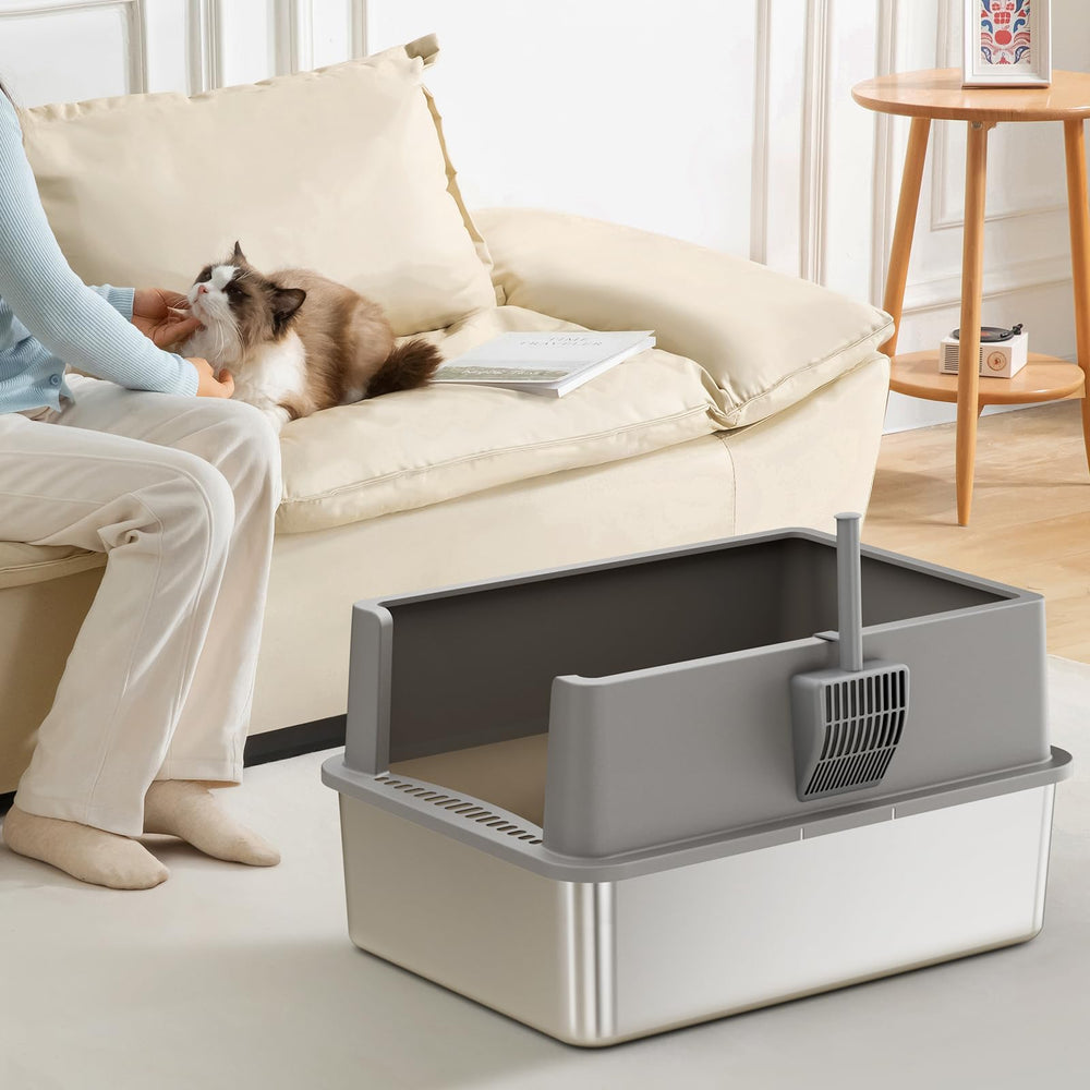 Jotesnew durable stainless steel litter box resists odors and lasts
