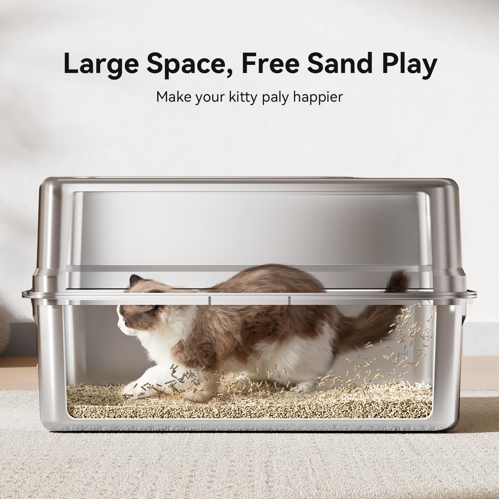 Jotesnew XXXL stainless litter box odor-resistant shell supports fresher spaces between cleans