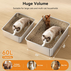 Jotesnew XXXL stainless steel litter box side angle highlighting durable metal construction