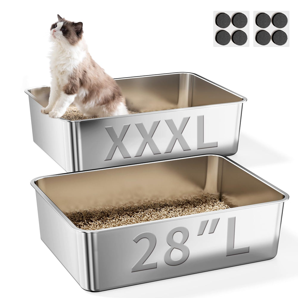 Jotesnew XXXL stainless steel litter box top view showing roomy interior for large cats
