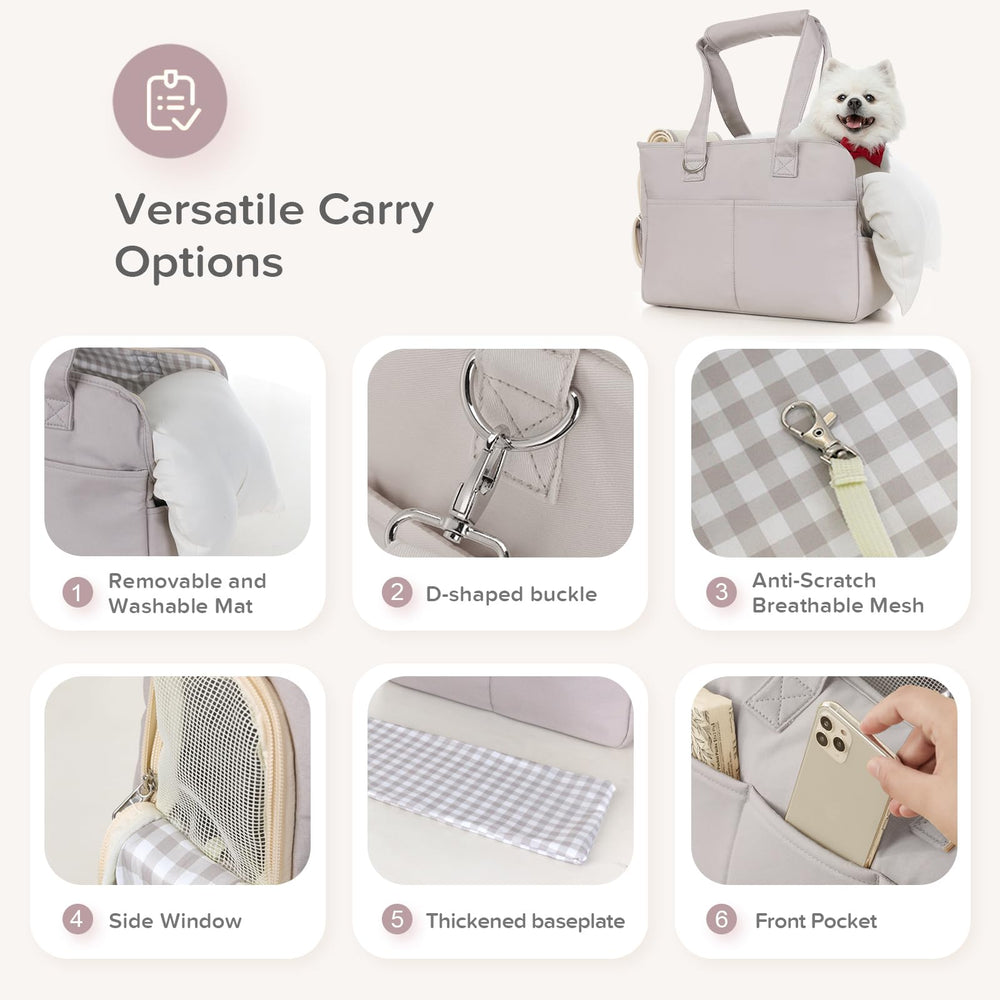 JourCraf dog purse carrier six exterior pockets for treats and essentials.