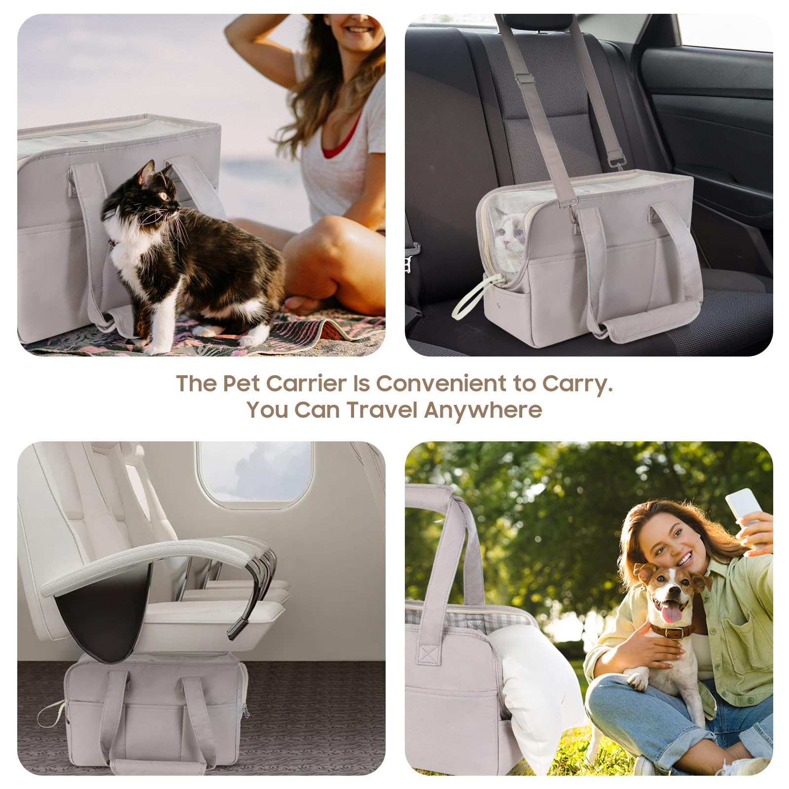 JourCraf dog purse carrier built-in safety tether adds secure space inside.