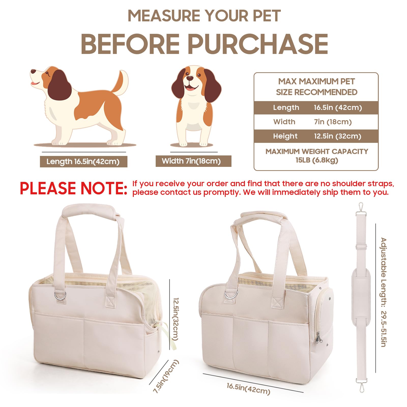 JourCraf dog purse carrier side pocket open highlights six exterior pockets for essentials