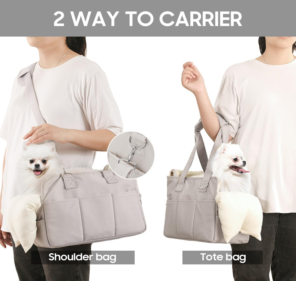 JourCraf dog purse carrier soft pillow provides extra comfort during travel.