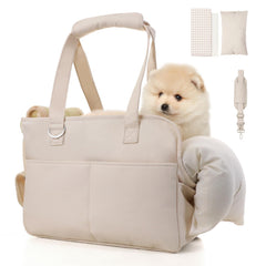 JourCraf dog purse carrier top view shows breathable mesh for travel comfort