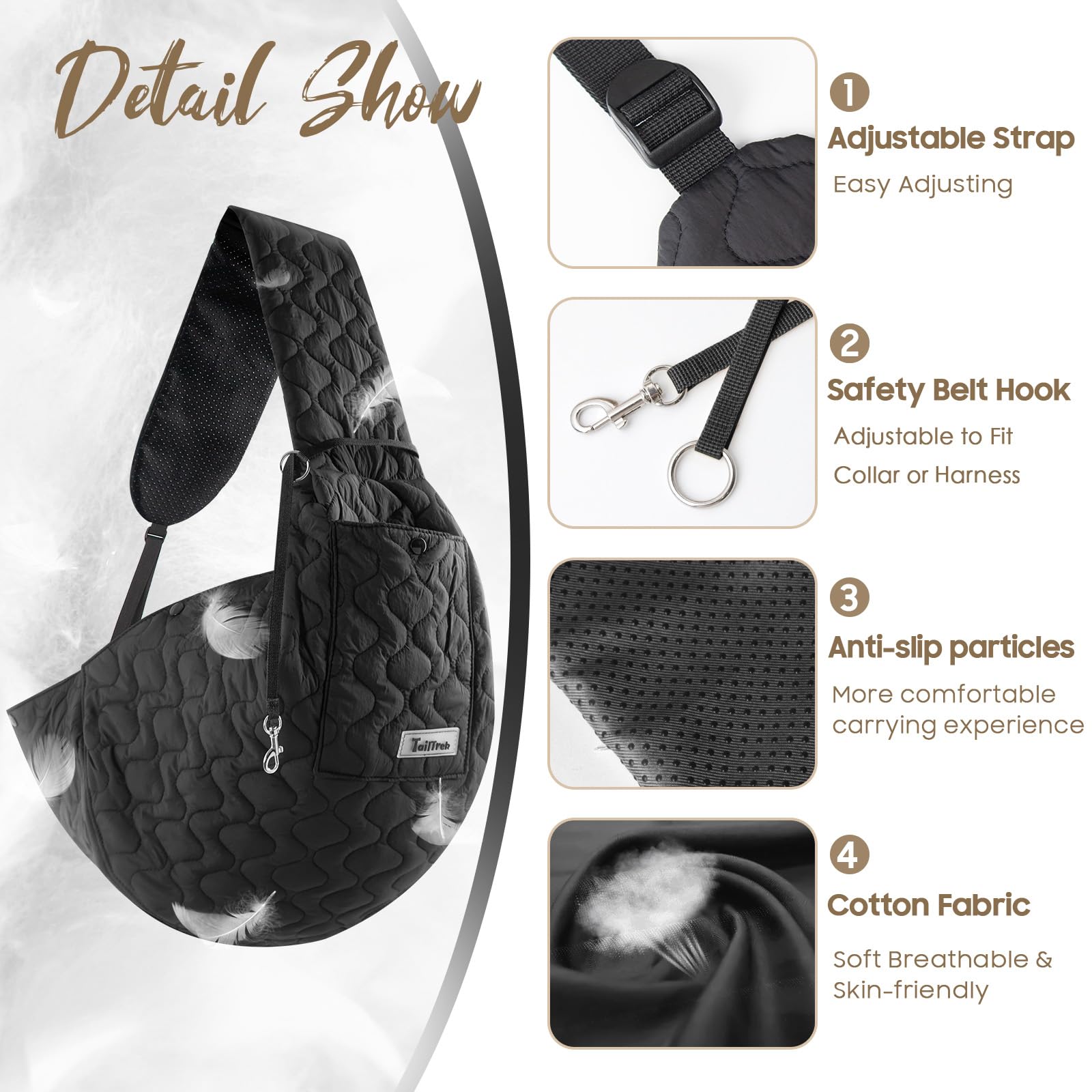 JourCraf dog sling side pocket highlights hands-free essentials while outside